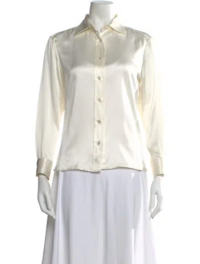 Pre-owned Tom Ford Silk Long Sleeve Blouse In Neutral