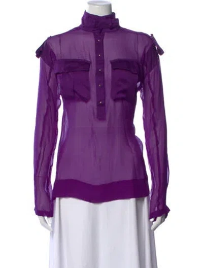 Pre-owned Tom Ford Silk Long Sleeve Blouse In Purple