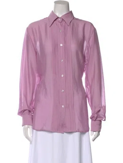 Pre-owned Tom Ford Silk Long Sleeve Blouse W/ Tags In Purple