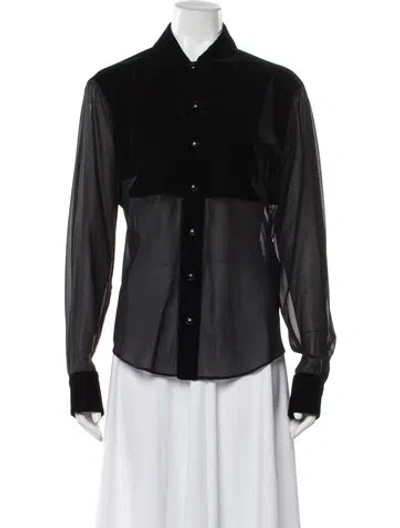 Pre-owned Tom Ford Silk Long Sleeve Top In Black