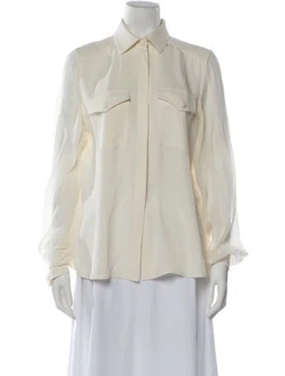 Pre-owned Tom Ford Silk Long Sleeve Top In Neutral