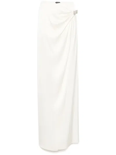 Tom Ford Wrap Double-faced Silk-satin Maxi Skirt In Neutrals