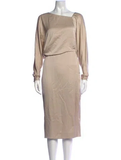 Pre-owned Tom Ford Silk Midi Length Dress In Neutrals