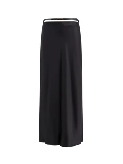 Tom Ford Silk Midi Skirt In Black