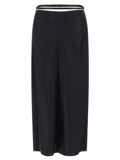 Tom Ford Silk Midi Skirt In Black