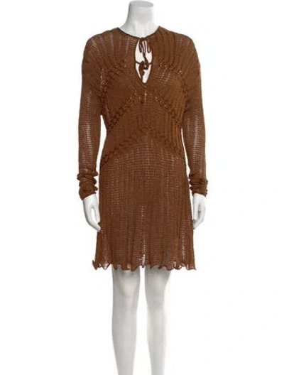 Pre-owned Tom Ford Silk Mini Dress In Brown
