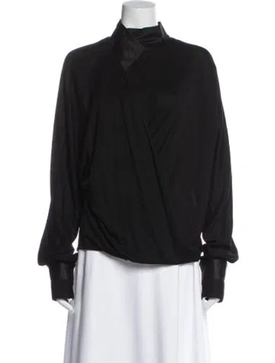 Pre-owned Tom Ford Silk Mock Neck Blouse In Black