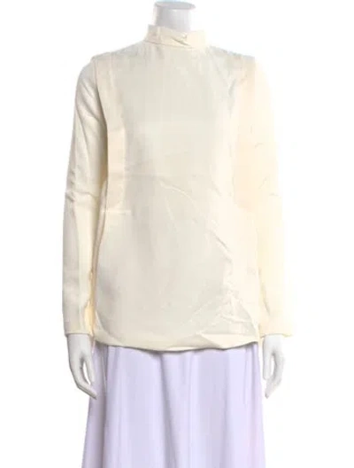 Pre-owned Tom Ford Silk Mock Neck Blouse In Neutral