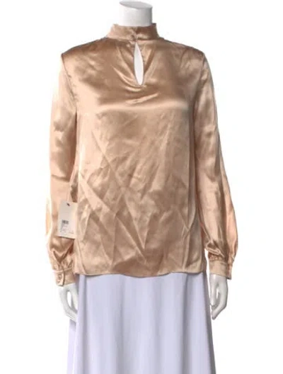 Pre-owned Tom Ford Silk Mock Neck Blouse W/ Tags In Neutral