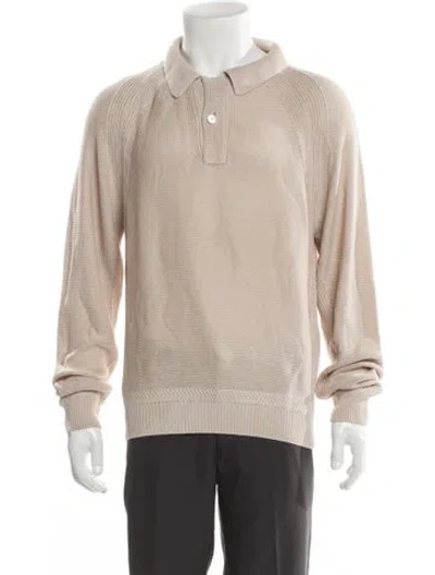 Pre-owned Tom Ford Silk Mock Neck Polo Sweater In Neutrals