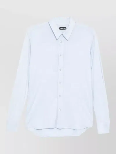 Tom Ford Silk Nylon Shirt Button Down Collar In Blue