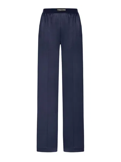 Tom Ford Silk Pajama Pants In Blue