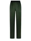 Tom Ford Green Pants With Elastic Waist With Logo Lettering In Silk Stretch Woman In Green