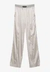 Tom Ford Wide-leg Trousers With Satin Finish In Gray