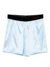 Tom Ford Stretch Silk Satin Relaxed Pj Shorts In Blue