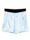 Tom Ford Stretch Silk Satin Relaxed Pj Shorts In Blue