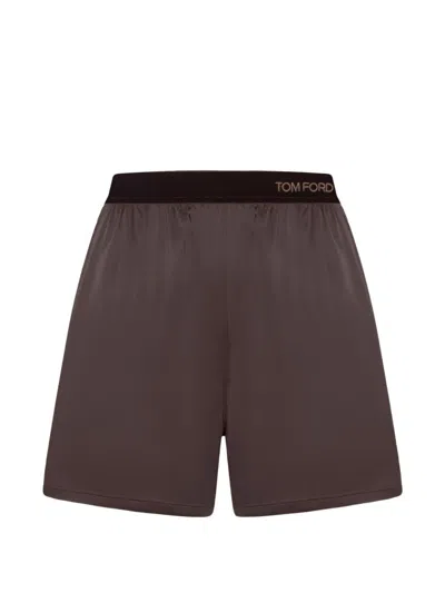 Tom Ford Silk Pajama Shorts In Purple