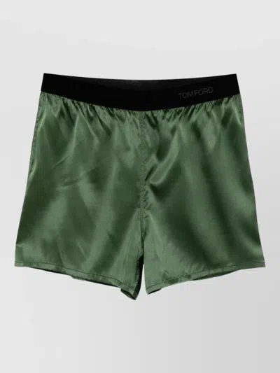 Tom Ford Silk Pajama Shorts Elasticated Waistband Design In Green