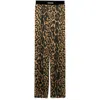 Tom Ford Multicolor Pants With Logo Patch On The Waist And All-over Leopard Print In Silk Stretch Wo