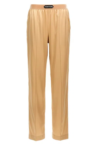 Tom Ford Silk Pants In Brown