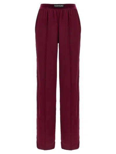 Tom Ford Silk Pants In Burgundy