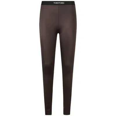 Tom Ford Silk Pants In Brown