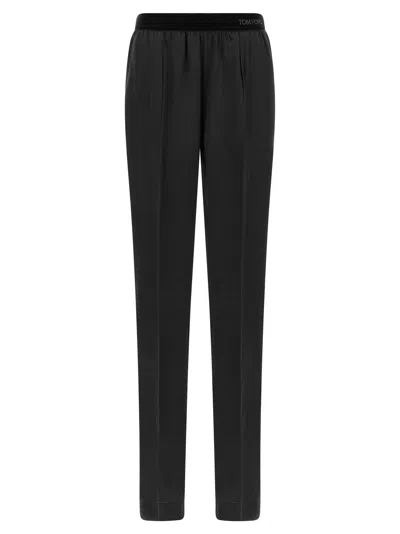 Tom Ford Silk Pants In Black