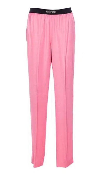 Tom Ford Silk Pants For Women In Pink & Purple