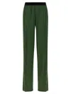 Tom Ford Green Pants With Elastic Waist With Logo Lettering In Silk Stretch Woman In Green