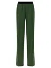 Tom Ford Green Pants With Elastic Waist With Logo Lettering In Silk Stretch Woman In Gray