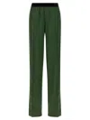 Tom Ford Green Pants With Elastic Waist With Logo Lettering In Silk Stretch Woman