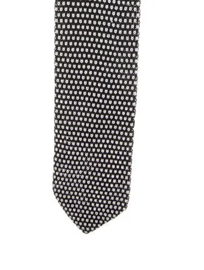 Pre-owned Tom Ford Silk Pattern Print Tie In Black
