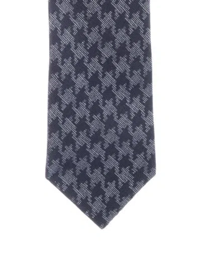 Pre-owned Tom Ford Silk Pattern Print Tie In Blue