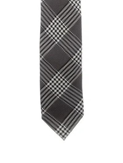 Pre-owned Tom Ford Silk Pattern Print Tie In Gray