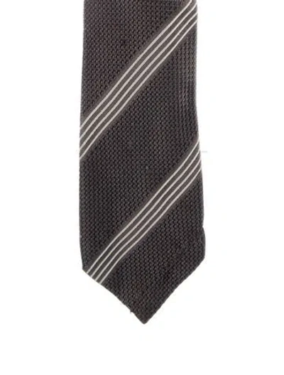Pre-owned Tom Ford Silk Pattern Print Tie In Gray