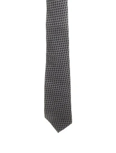 Pre-owned Tom Ford Silk Pattern Print Tie In Grey