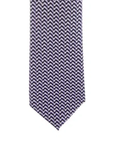 Pre-owned Tom Ford Silk Pattern Print Tie In Purple