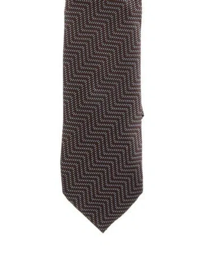 Pre-owned Tom Ford Silk Pattern Tie In Brown