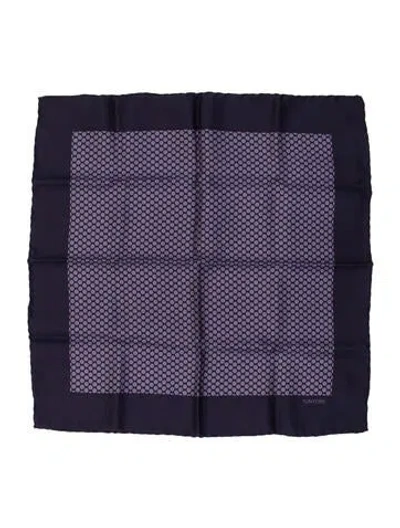 Pre-owned Tom Ford Silk Patterned Pocket Square In Blue
