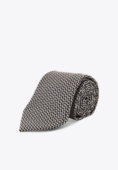 Tom Ford Silk Patterned Tie In Gray