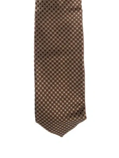 Pre-owned Tom Ford Silk Patterned Tie In Brown