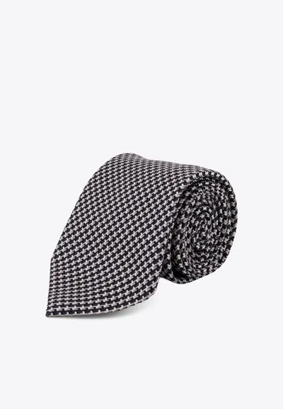 Tom Ford Silk Patterned Tie In Black
