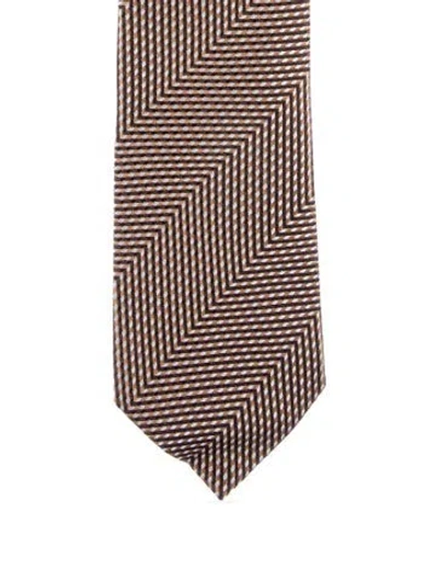 Pre-owned Tom Ford Silk Patterned Tie In Neutral