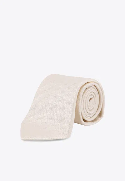 Tom Ford Silk Patterned Tie In Neutral