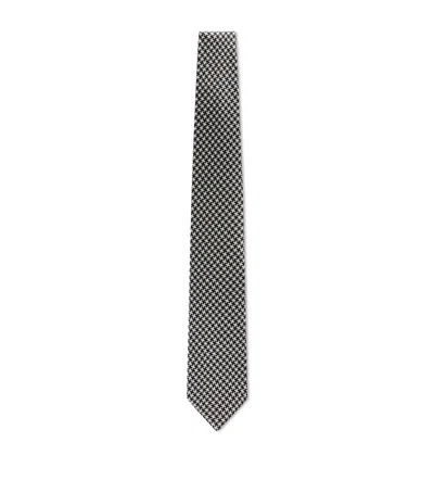 Tom Ford Silk Pied De Poule Tie In Black