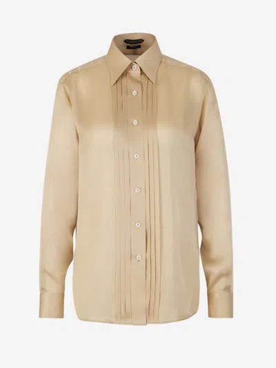 TOM FORD TOM FORD SILK PLEATED PLASTER SHIRT