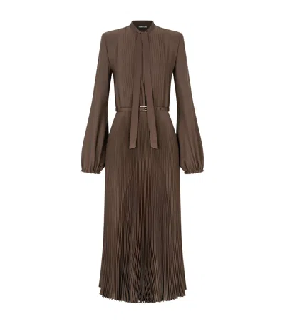 Tom Ford Silk Plissé Sunray Maxi Shirt Dress In Multi