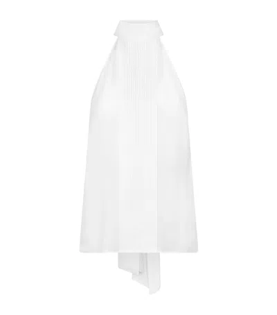 Tom Ford Silk Plissé-detail Halterneck Top In White