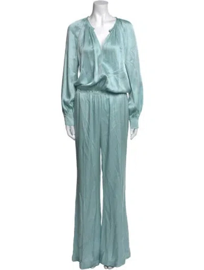Pre-owned Tom Ford Silk Plunge Neckline Jumpsuit In Blue