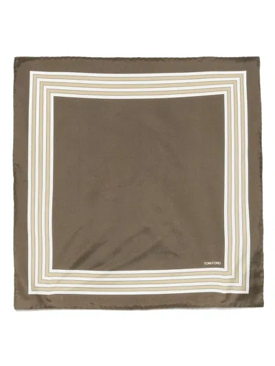 Tom Ford Silk Pocket Square In グリーン